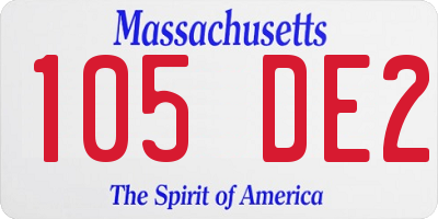 MA license plate 105DE2