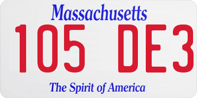 MA license plate 105DE3
