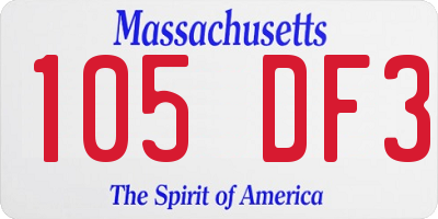 MA license plate 105DF3