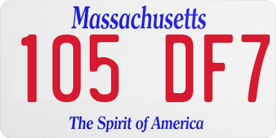 MA license plate 105DF7