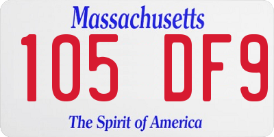 MA license plate 105DF9