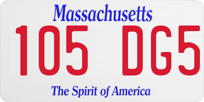MA license plate 105DG5