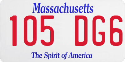 MA license plate 105DG6