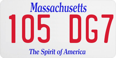 MA license plate 105DG7