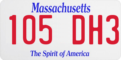 MA license plate 105DH3