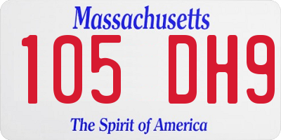 MA license plate 105DH9
