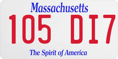 MA license plate 105DI7