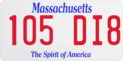 MA license plate 105DI8