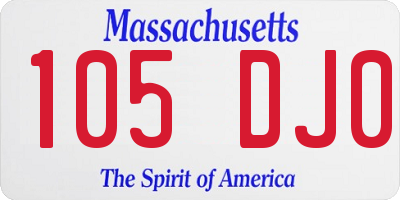 MA license plate 105DJ0