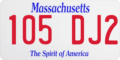 MA license plate 105DJ2