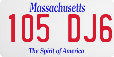 MA license plate 105DJ6