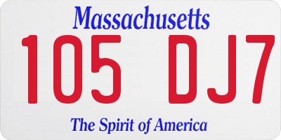 MA license plate 105DJ7