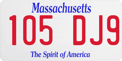 MA license plate 105DJ9