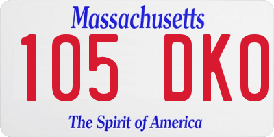 MA license plate 105DK0