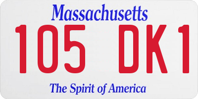 MA license plate 105DK1
