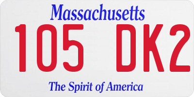 MA license plate 105DK2
