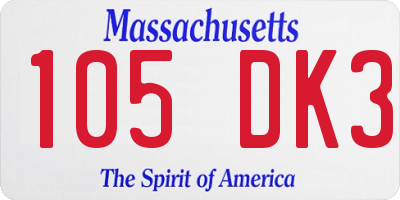 MA license plate 105DK3