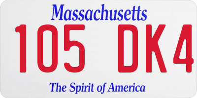 MA license plate 105DK4