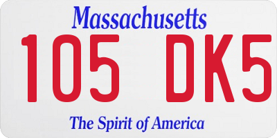 MA license plate 105DK5