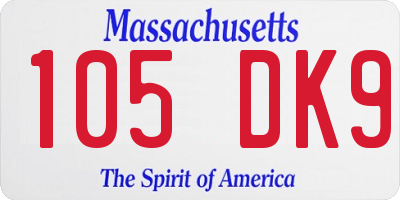 MA license plate 105DK9