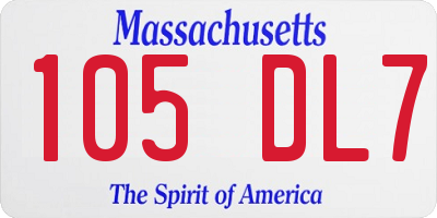 MA license plate 105DL7