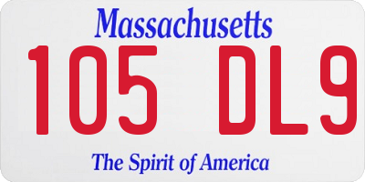 MA license plate 105DL9