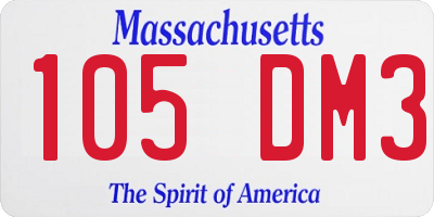 MA license plate 105DM3