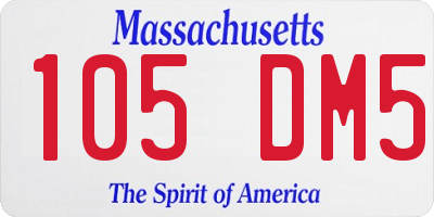 MA license plate 105DM5