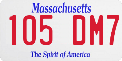MA license plate 105DM7