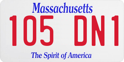 MA license plate 105DN1