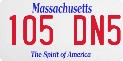 MA license plate 105DN5
