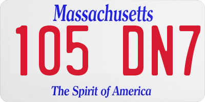 MA license plate 105DN7