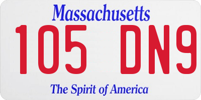 MA license plate 105DN9