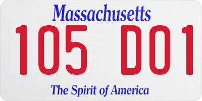 MA license plate 105DO1