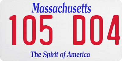 MA license plate 105DO4