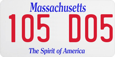 MA license plate 105DO5