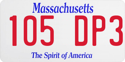 MA license plate 105DP3