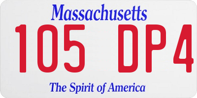 MA license plate 105DP4
