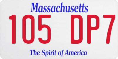 MA license plate 105DP7