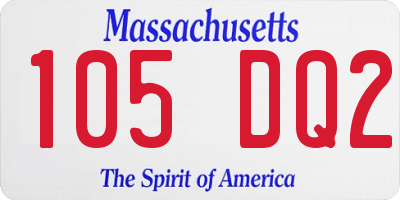 MA license plate 105DQ2