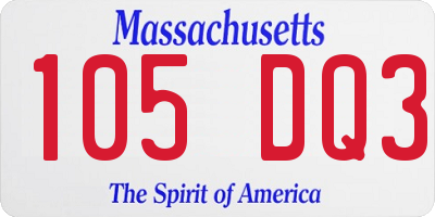 MA license plate 105DQ3