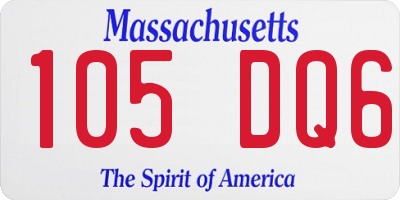 MA license plate 105DQ6