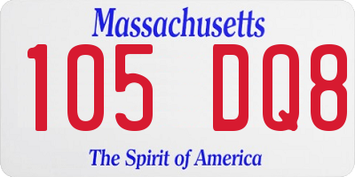 MA license plate 105DQ8