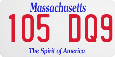 MA license plate 105DQ9