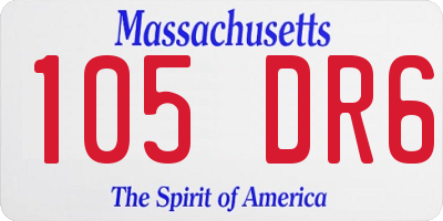 MA license plate 105DR6