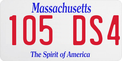 MA license plate 105DS4