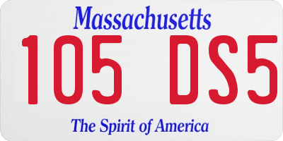 MA license plate 105DS5