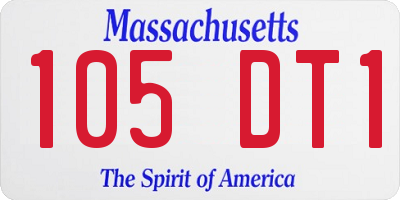 MA license plate 105DT1