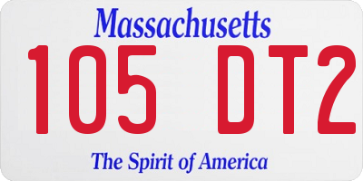 MA license plate 105DT2