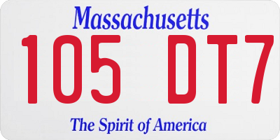 MA license plate 105DT7